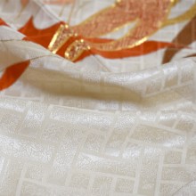 Японское кимоно из шелка с журавлями. Винтаж. КМ319
