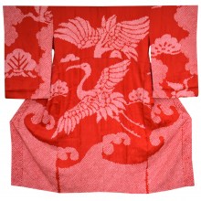 Antique Kimono Juban with cranes NJ21