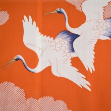 Antique Kimono Juban with cranes NJ28
